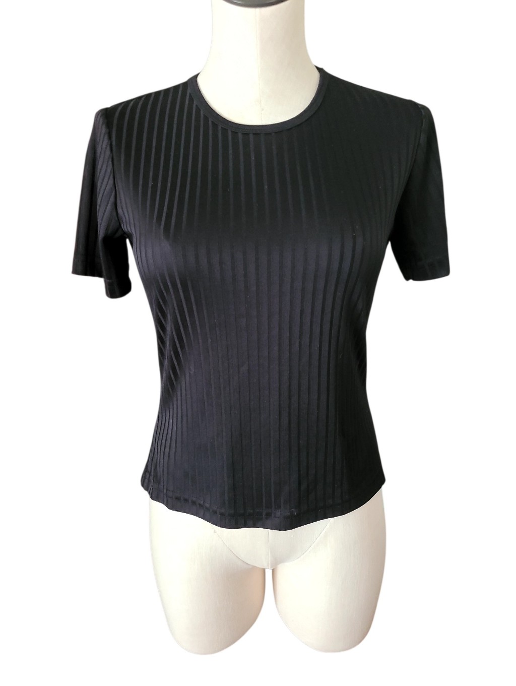Indian Black Ribbed T-Shirt Logo On Sleeve